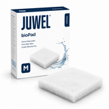 JUWEL bioPad fine filter fibre for aquarium filtration, white sponge pad shown with packaging