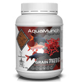 AquaMunch AquaFlake grain-free bloodworm fish food for aquarium fish, 400g tub with vibrant fish imagery