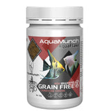 AquaMunch AquaFlake grain free carnivore fish food for aquarium fish, 125g jar with angelfish imagery