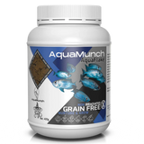 AquaMunch AquaFlake grain-free fish food for aquarium fish, 400g tub with blue fish imagery