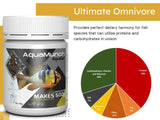AquaMunch AquaGel Ultimate Omnivore fish food, 100g jar with nutrition pie chart for aquarium fish diet