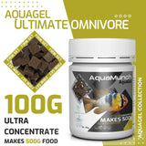 AquaMunch AquaGel Ultimate Omnivore fish food, 100g ultra-concentrate makes 500g, firm set cubes for aquarium fish