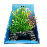 Aquarium Rock Cave Ornament with Plant 18cm (#2) - Amazing Amazon