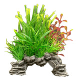 Aquarium Rock Cave Ornament with Plant 18cm (#2) - Amazing Amazon