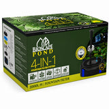 Bioscape Pond 4-in-1 Fountain Filter System with LED night light, dual sponge filters, ceramic bio media, 2000L/h flow
