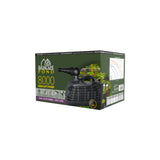Bioscape Pond 8000 high-lift pump packaging with product image, specs, and pond background