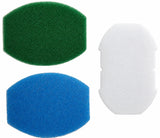 Aquarium filter foam pads set with green, blue, and white replacement filter media