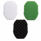 Aquarium filter media replacement foam pads in white, green, and black colors