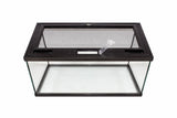 Glass reptile enclosure with mesh top, secure latch, and ventilation, ideal for reptiles or aquariums