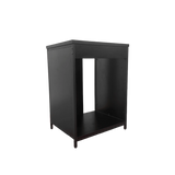 Black open side table with a simple modern design and sturdy legs