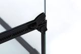 Glass frog habitat corner with secure black locking latch and vented enclosure frame