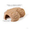 Exo Terra Small Sand Glazed Ceramic Reptile Hide with dimensions.