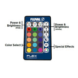 Fluval Flex aquarium remote control with color, brightness, and special effects buttons