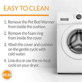 Easy to clean pet bed warmer care instructions with washing machine