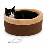 Cozy heated cat bed with USB power, perfect for feline comfort and warmth.