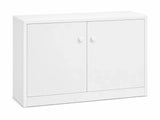 White two-door cabinet for aquarium or reptile enclosure storage
