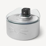 Stainless steel cat water fountain with cat face design and automatic pump