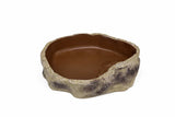 Extra large deep reptile food and water bowl with natural rock-like design