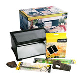 Reptile One hatchling starter kit with terrarium, 5 watt heat mat, water dish, bark hide, and feeding tool
