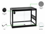 Reptile One glass terrarium with super fine mesh, cable outlet, lock, and glass base for Australian reptiles
