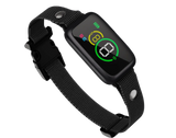 Smart bark training collar with LED display and adjustable black strap.