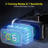 Smart dog training collar with digital display showing sensitivity and mode settings