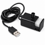 Compact black USB-powered replacement pump with coiled cable for Zeus Oasis drinking fountain