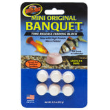 Mini original banquet time release feeding blocks for aquarium fish, six-pack in blister packaging