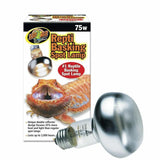 Zoo Med 75w Repti Basking Spot Lamp with reflective bulb and bearded dragon image on packaging